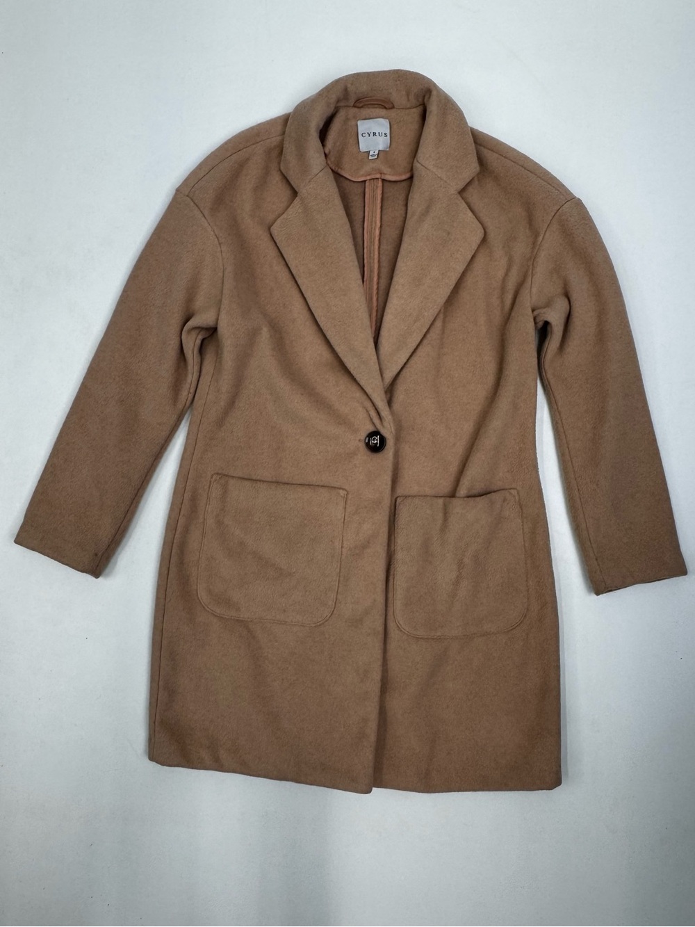Cyrus Camel Colored Single-Button Cozy Long Coat Size Small